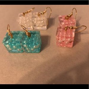 Three Pairs Cube Bubble Earrings